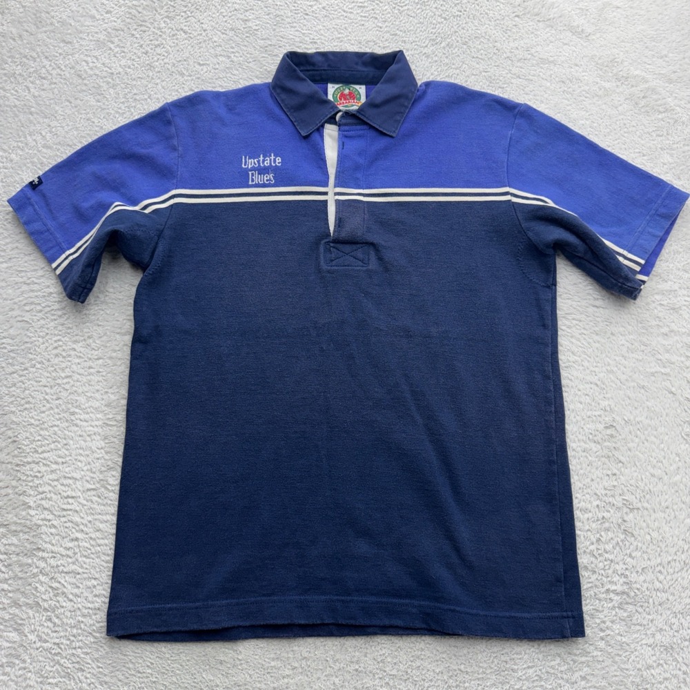 Barbarian Rugby Wear Mens Blue Upstate Blues Short Sleeve Rugby Polo Shirt M VTG